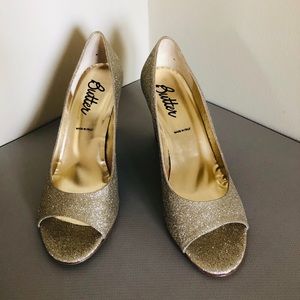 Butter Gold Glitter Wedge Heel NEW